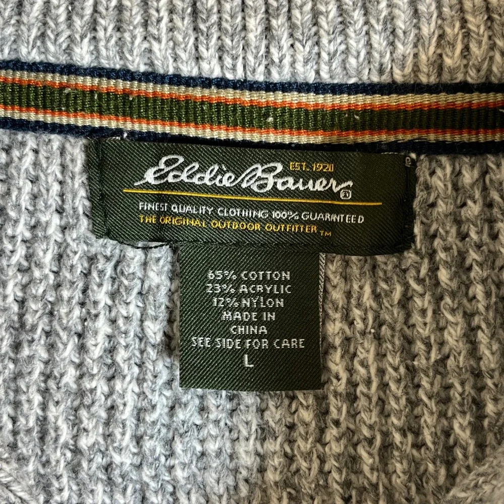 Eddie Bauer Mens Cotton Blend Chunky Sweater Sz L‎ Bloke Academia Core Preppy